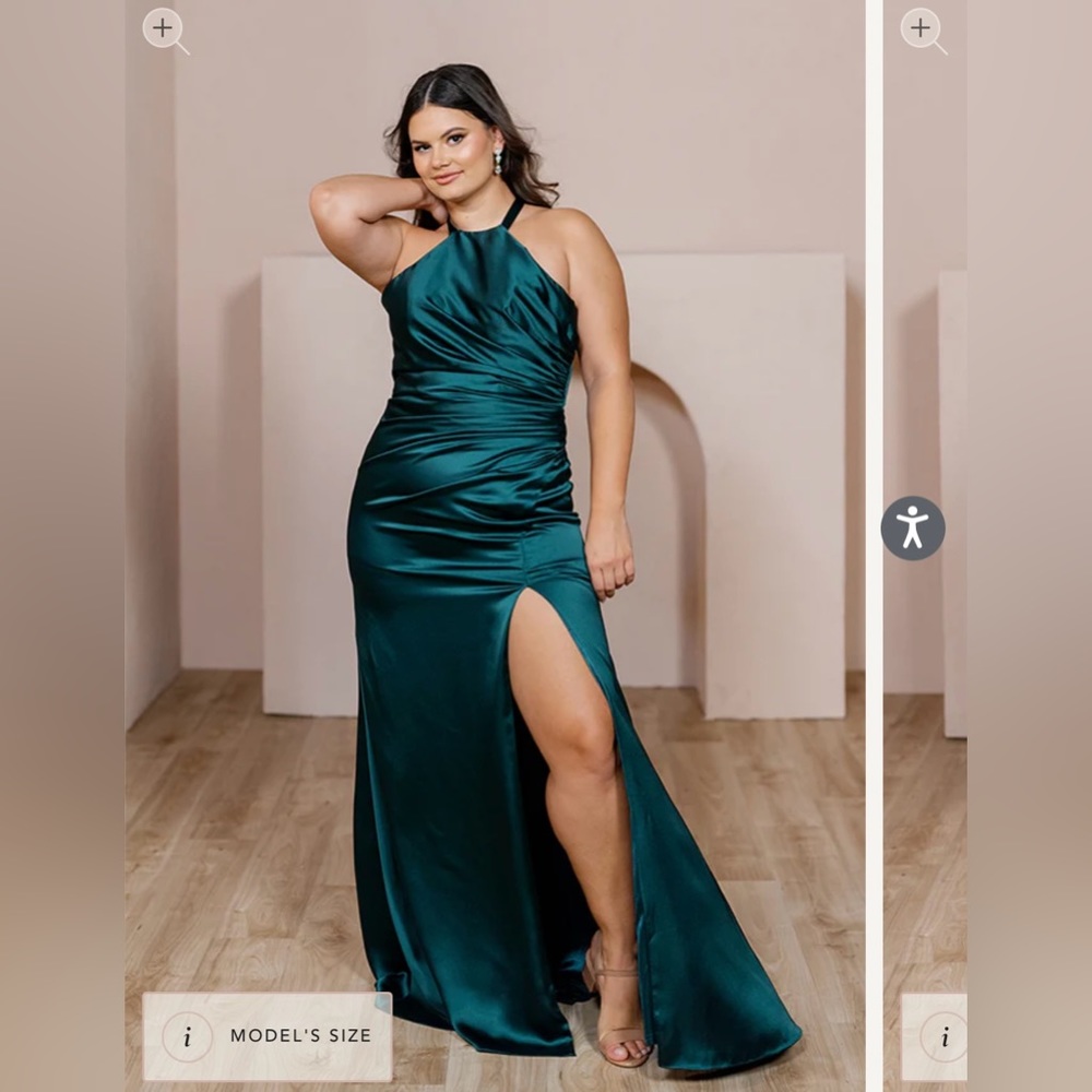 Revelry Fallon Satin Bridesmaid Dress - Classic Emerald size 8